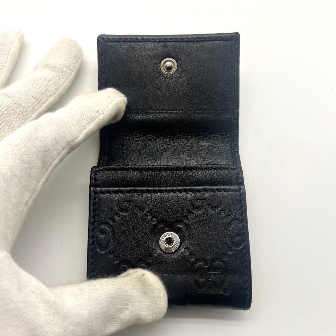 GUCCI グッチ シマ GGロゴ レザー ブラック 黒 スクエア ケース