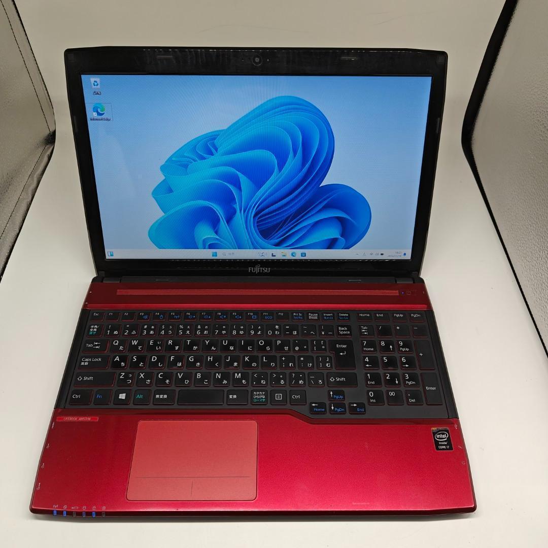【富士通】LIFEBOOK 爆速i7 SSD512GB 16GB 赤 ノートPC