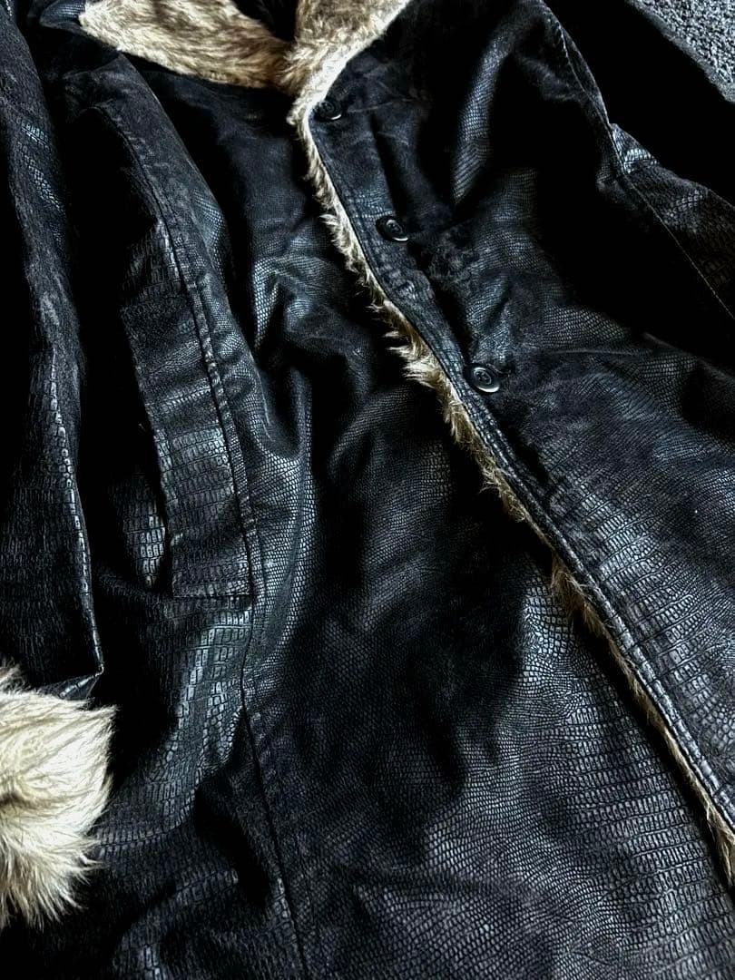 00s semantic design \"黒蛇\" fur long coat