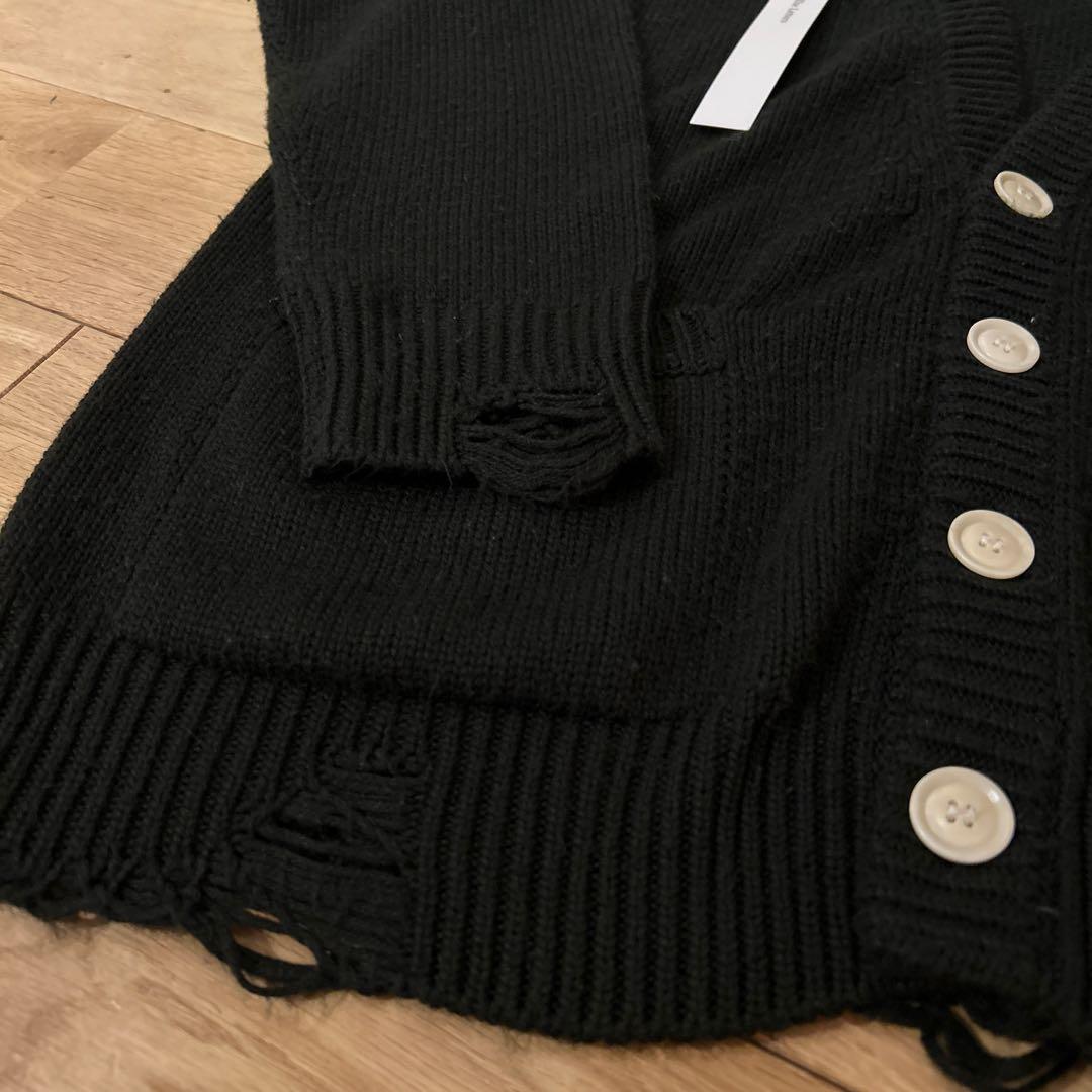 The letters クラッシュ加工 カーディガン M BK