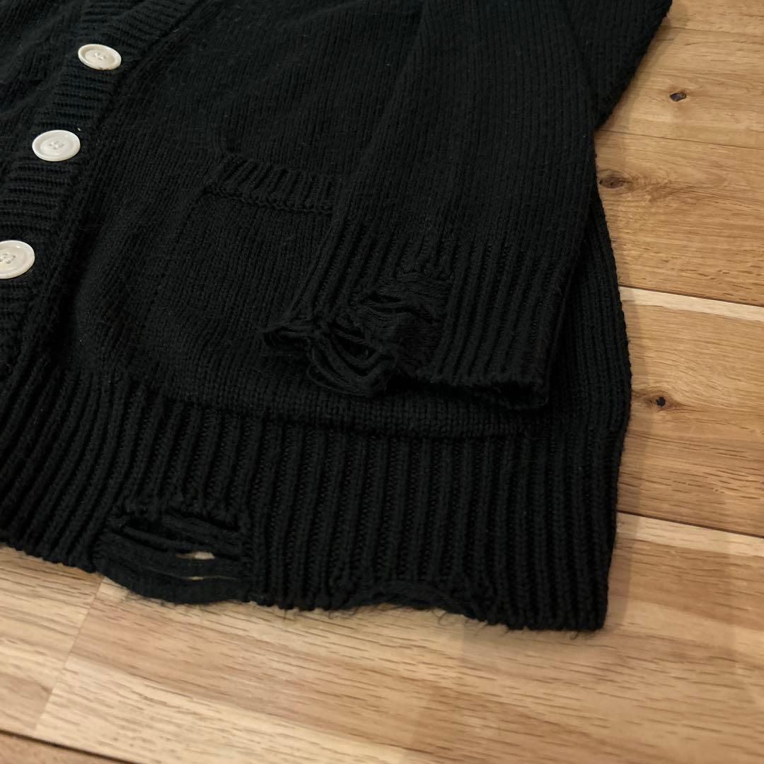 The letters クラッシュ加工 カーディガン M BK
