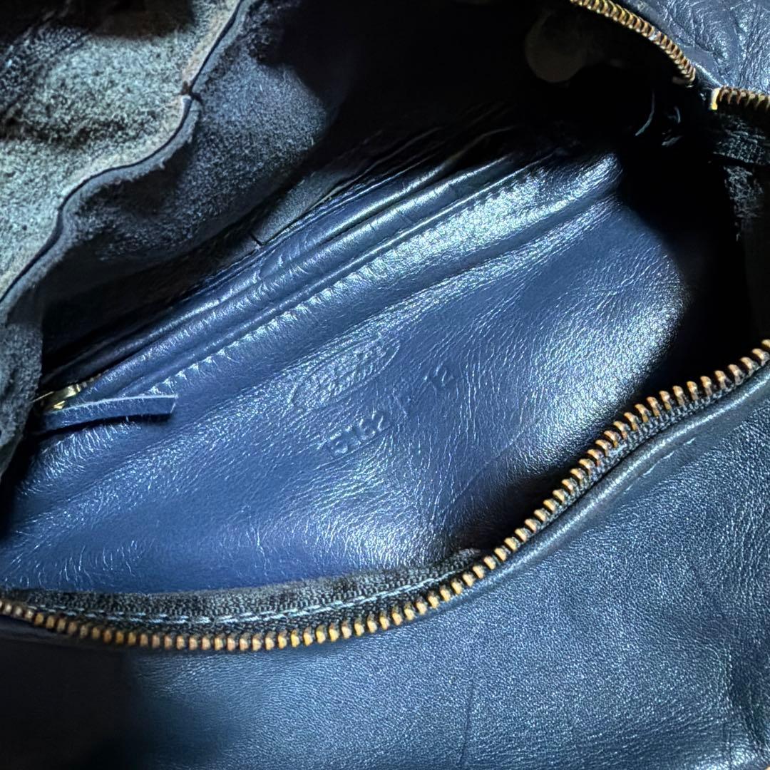 h*e様 vanson ×バックドロップ　別注ネイビーレザー ボディバッグ