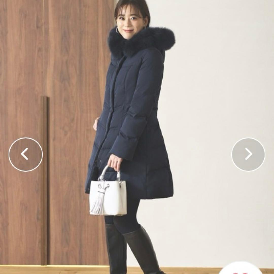 RUIRUE BOUTIQUE ネイビー　フォックスファーバッスルスタイルダウン