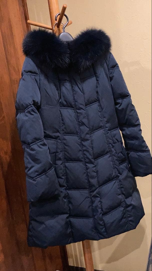 RUIRUE BOUTIQUE ネイビー　フォックスファーバッスルスタイルダウン