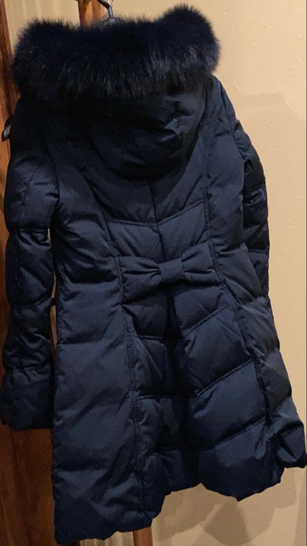 RUIRUE BOUTIQUE ネイビー　フォックスファーバッスルスタイルダウン