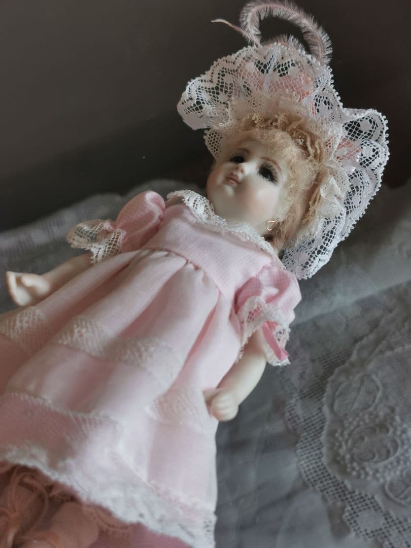 ヴィンテージ 作家物 14.5㎝三つ編のフレンチビスクドール キャシーハンセン作
