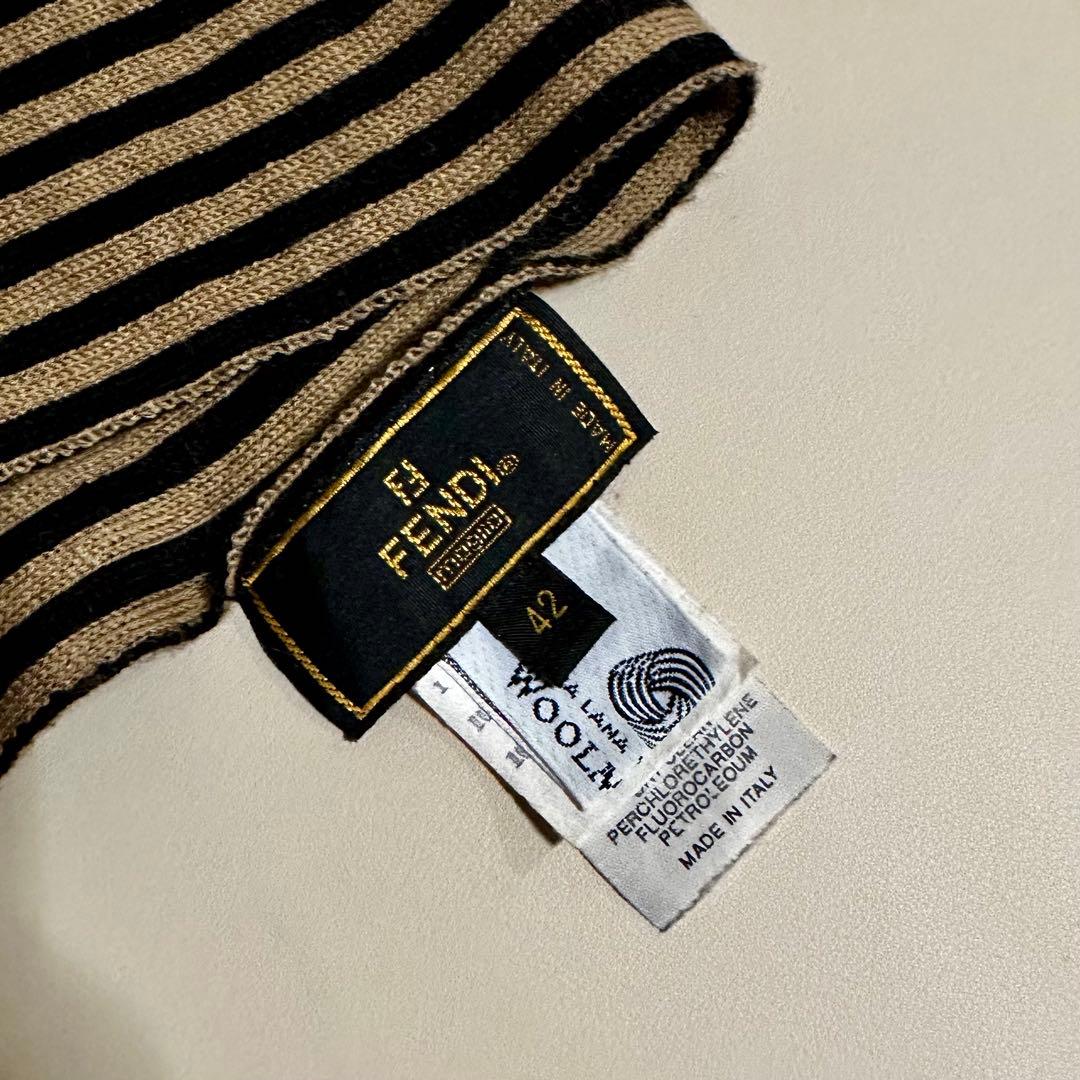 グ*ー様 FENDI フェンディ ズッカ柄 ストライプ マフラー ストール ウー