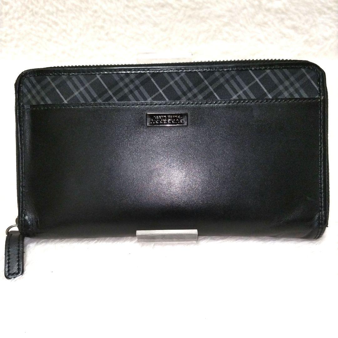 【美品】バーバリーブラックレーベル ノバチェック ロゴ オーガナイザー 長財布