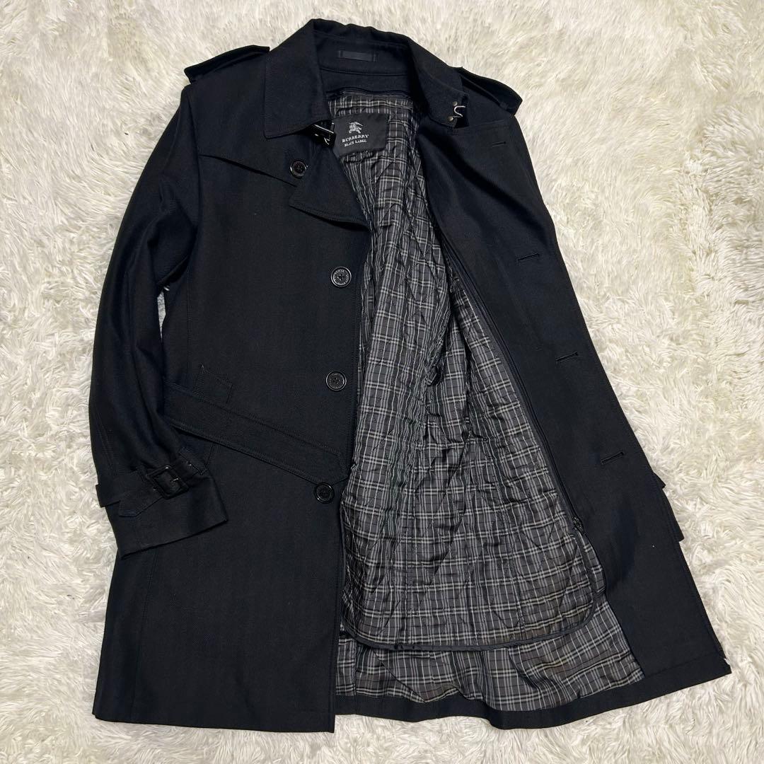 バーバリーブラックレーベル　トレンチコート　ライナー　ベルト付　チェック　M