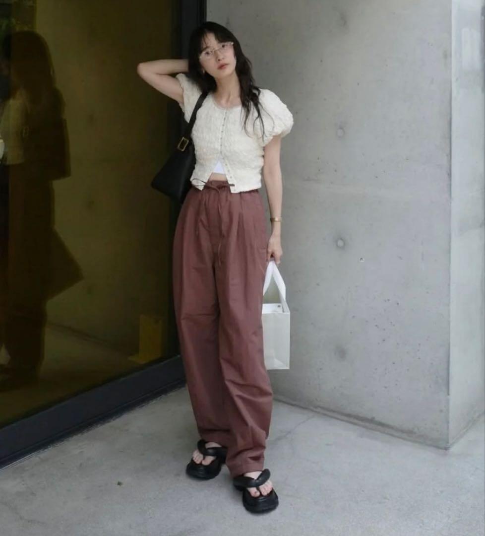CLANE SHIRRING PUFF TOPS アイボリー 1