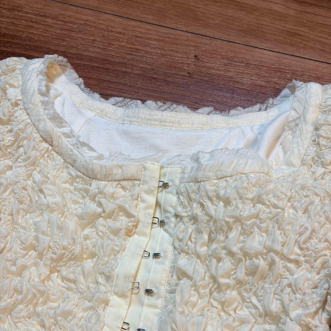 CLANE SHIRRING PUFF TOPS アイボリー 1