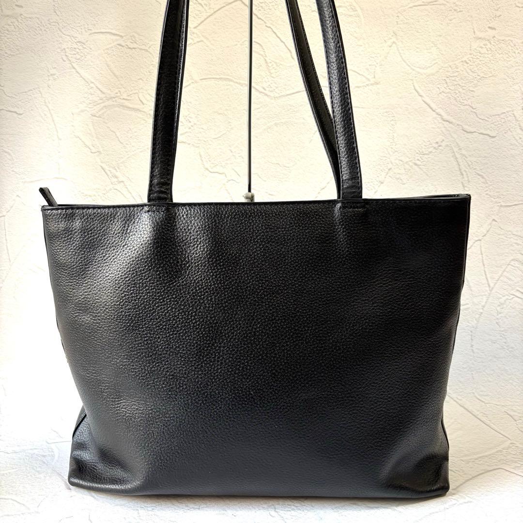 【美品】HushTug ハッシュタグ トートバッグ 本革 肩掛け A4 ブラック