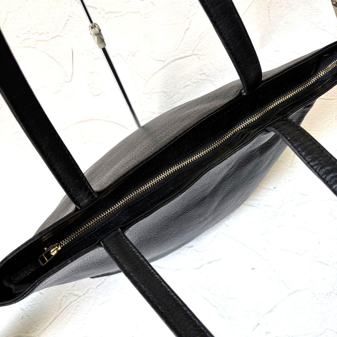 【美品】HushTug ハッシュタグ トートバッグ 本革 肩掛け A4 ブラック