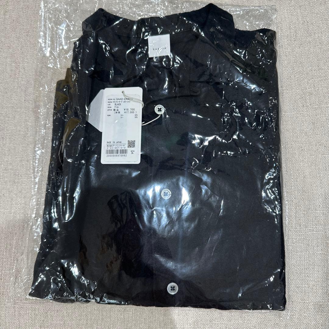 新品タグ付◆ BLACK かぐれ リネンラミーオープンカラーシャツ