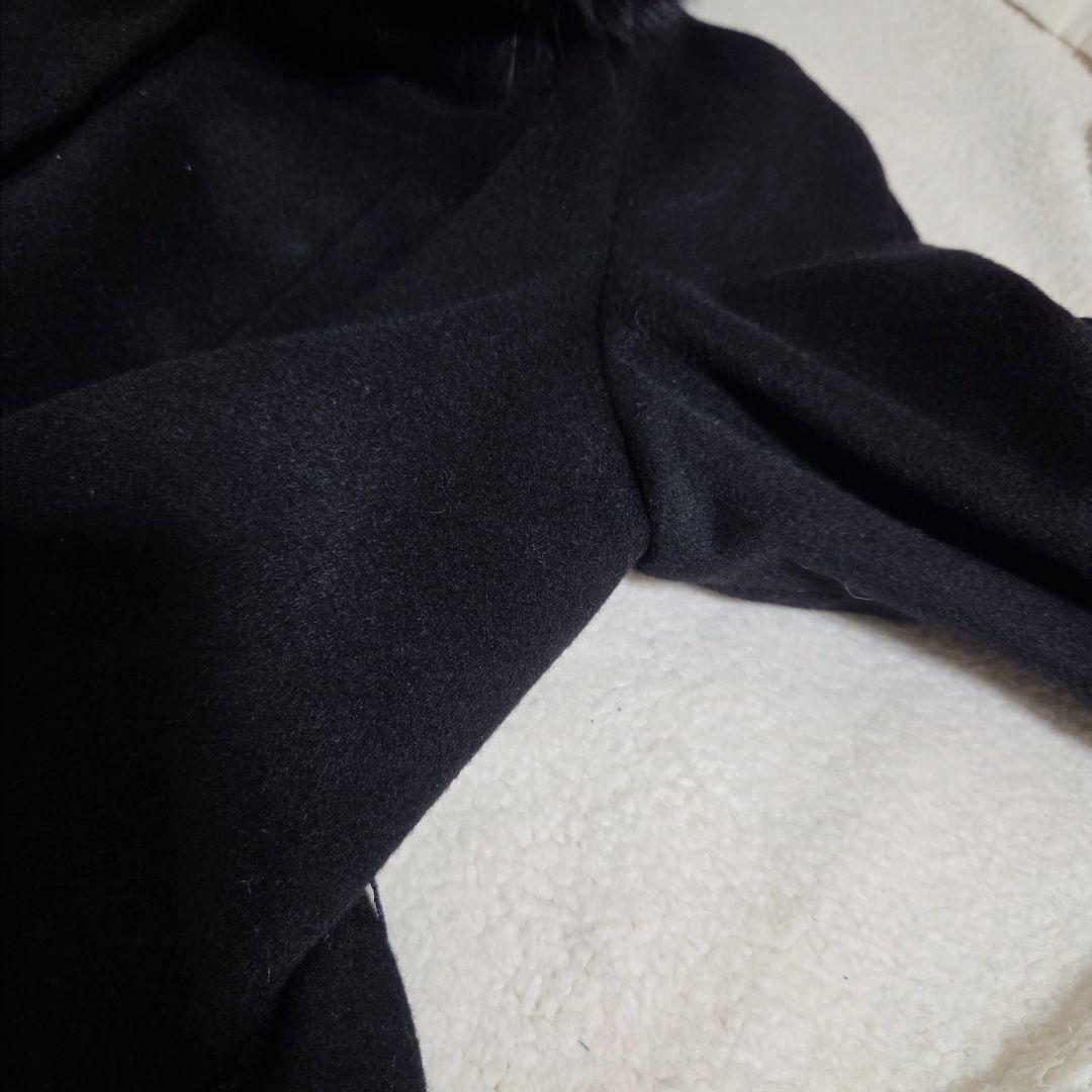 Impresi　 ロングコート カシミヤ100 黒 フォックス 　L