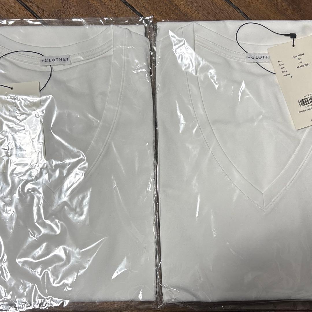 新品 クロスクローゼット スビンプラチナム 干場義雅監修 VネックTシャツ 2枚