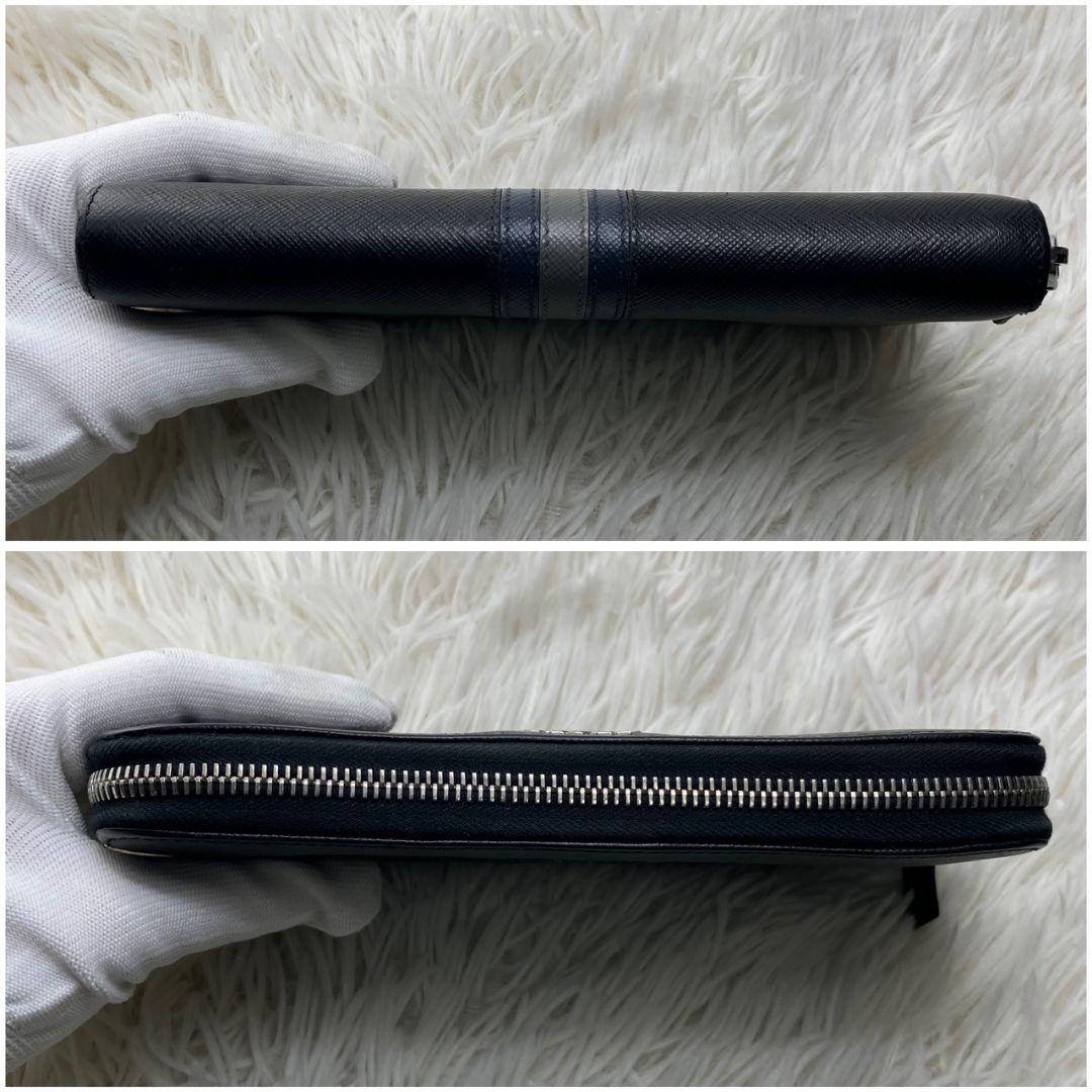 極美✨PRADA 財布 長財布サフィアーノ ラウンドファスナー ブラック プラダ