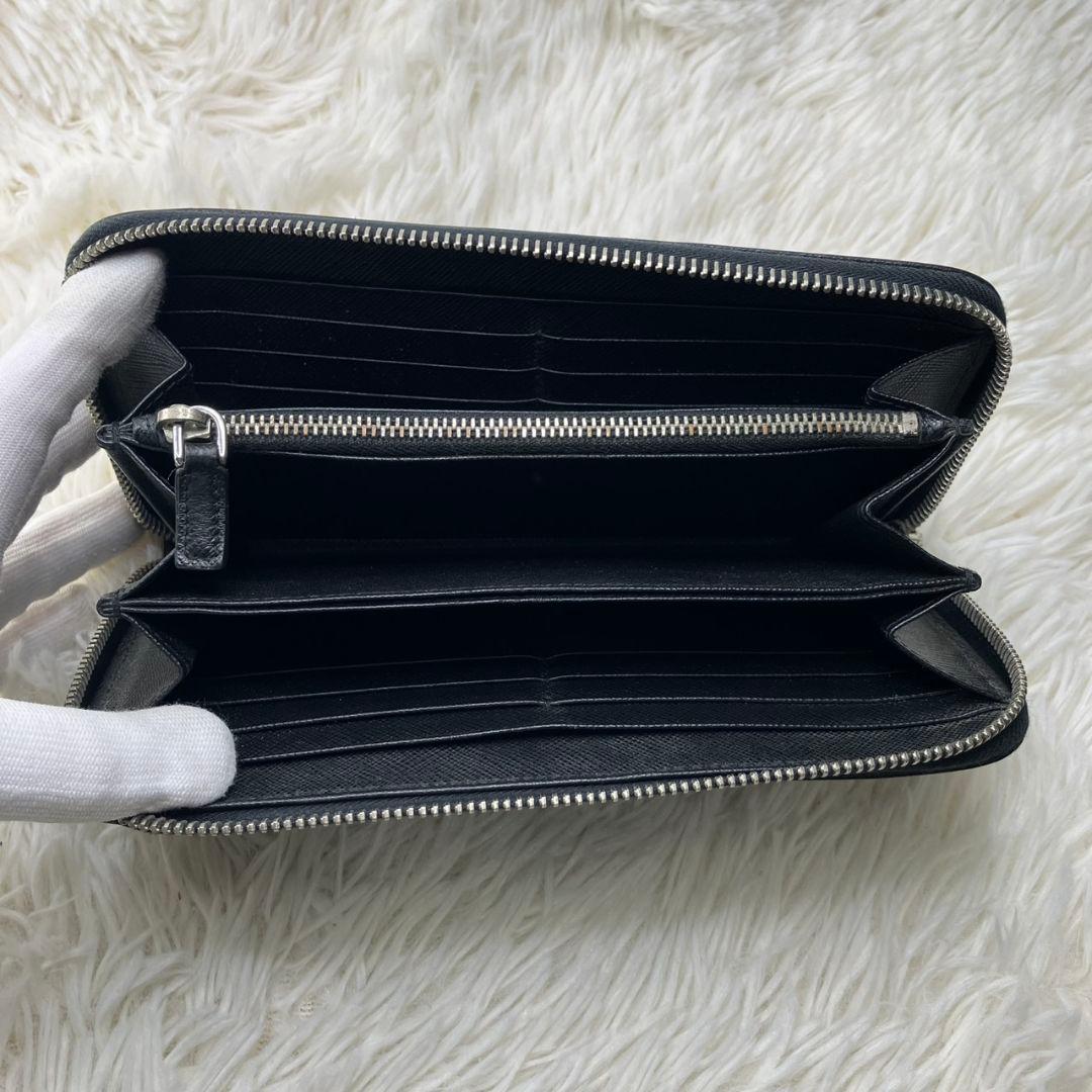極美✨PRADA 財布 長財布サフィアーノ ラウンドファスナー ブラック プラダ