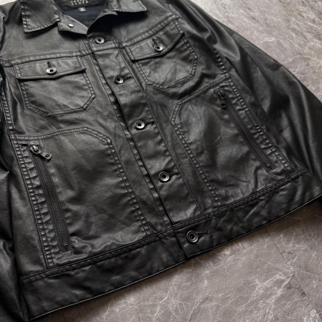 ジャケット・アウター old uniqlo coated cloth leather jacket
