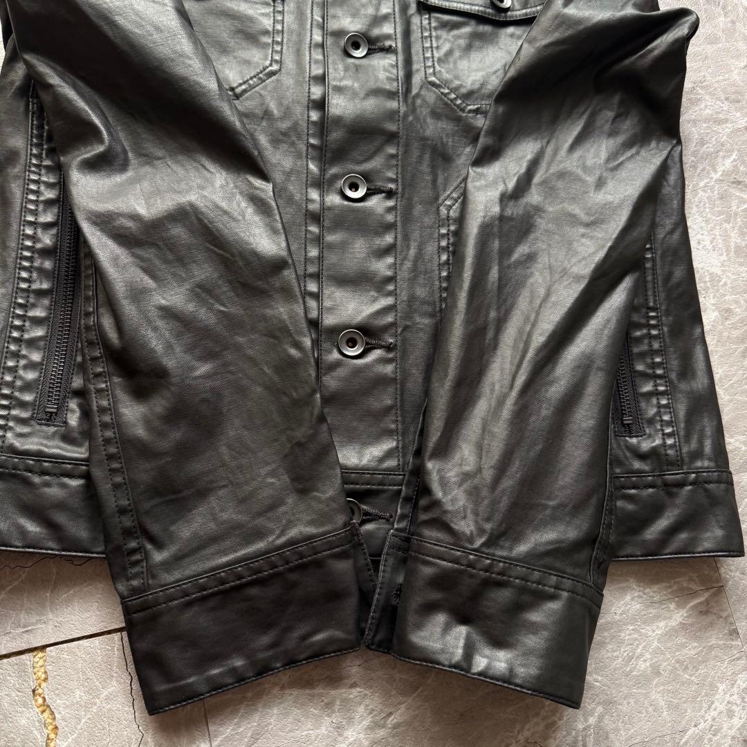 ジャケット・アウター old uniqlo coated cloth leather jacket