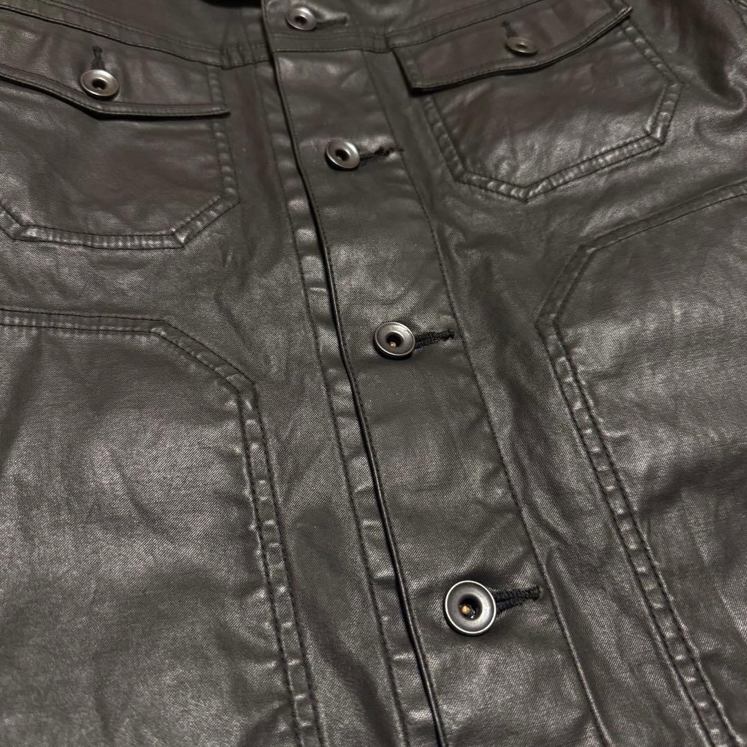 ジャケット・アウター old uniqlo coated cloth leather jacket