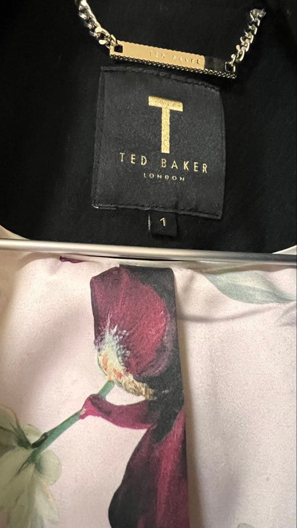TED BAKER ウール ラップ コート スタンドカラー ロング ベルト　黒