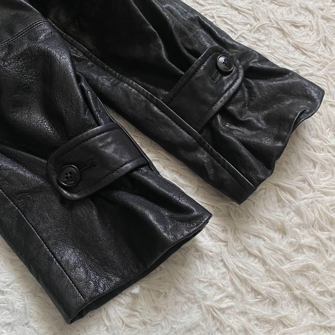 極美品■コモリ　22AW ラムレザー　羊革　ロングコート　黒　大きいサイズ
