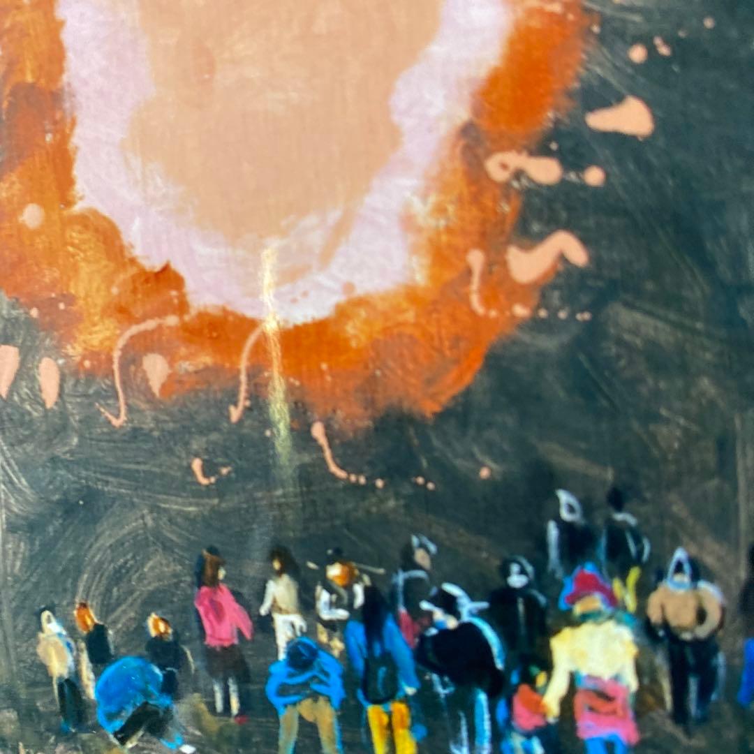 絵画　油絵　油彩画　菊地正則　F6号　「歪んだ太陽」額付き　美品　サイン　アート