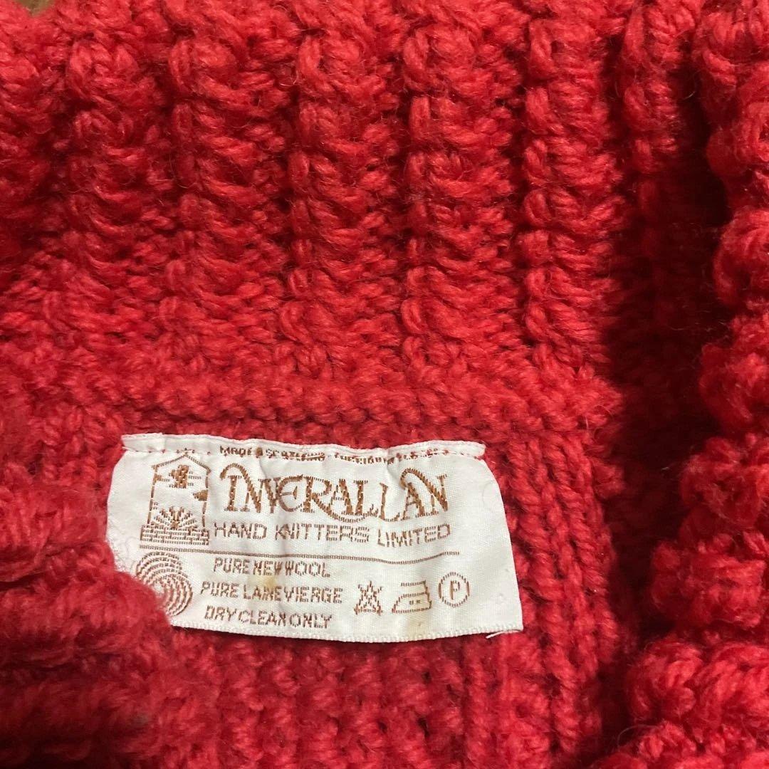 INVERALLAN ランバーカーディガン　ケーブルニット　赤　レッド