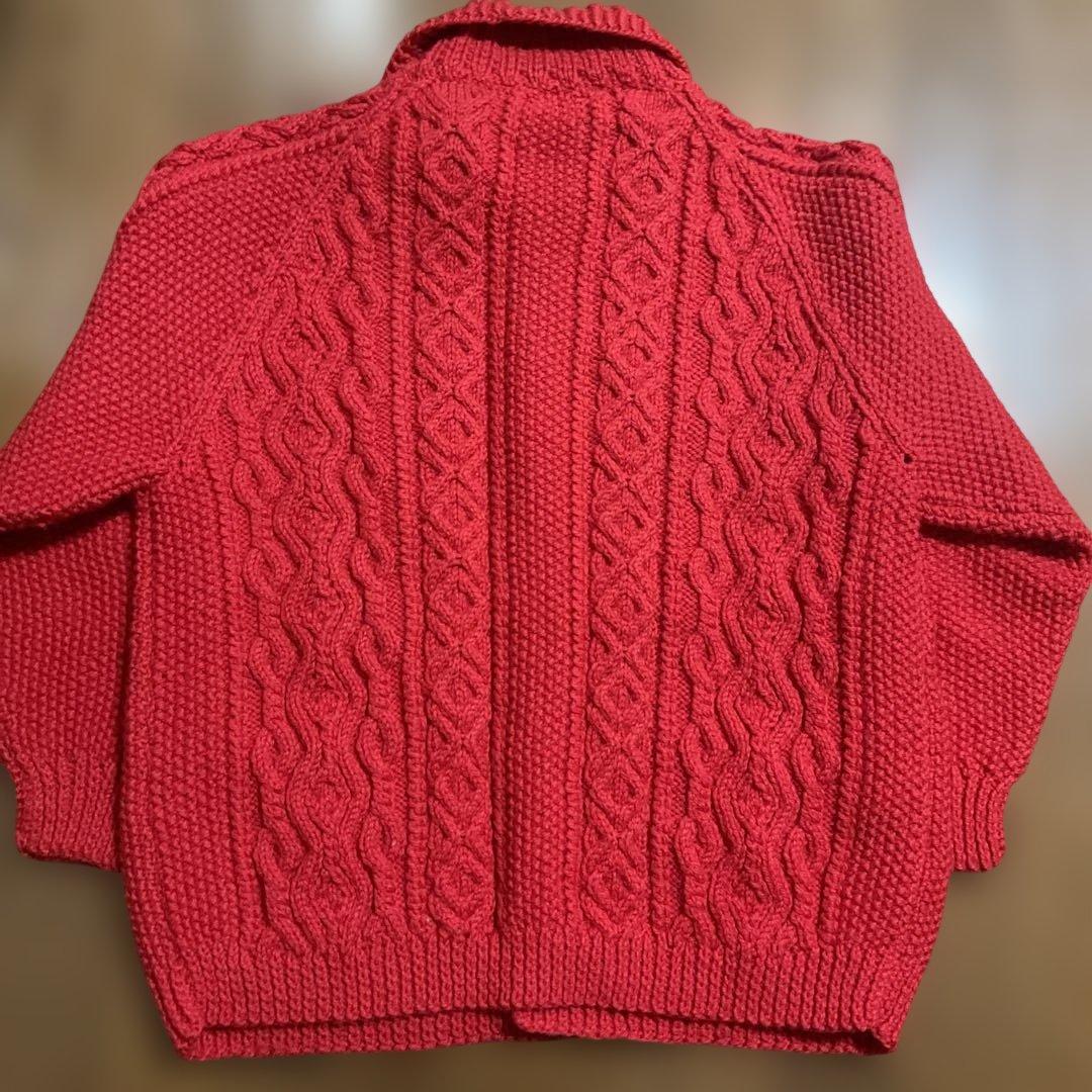 INVERALLAN ランバーカーディガン　ケーブルニット　赤　レッド