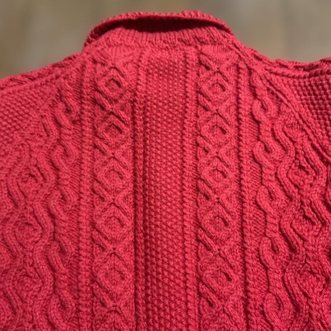 INVERALLAN ランバーカーディガン　ケーブルニット　赤　レッド