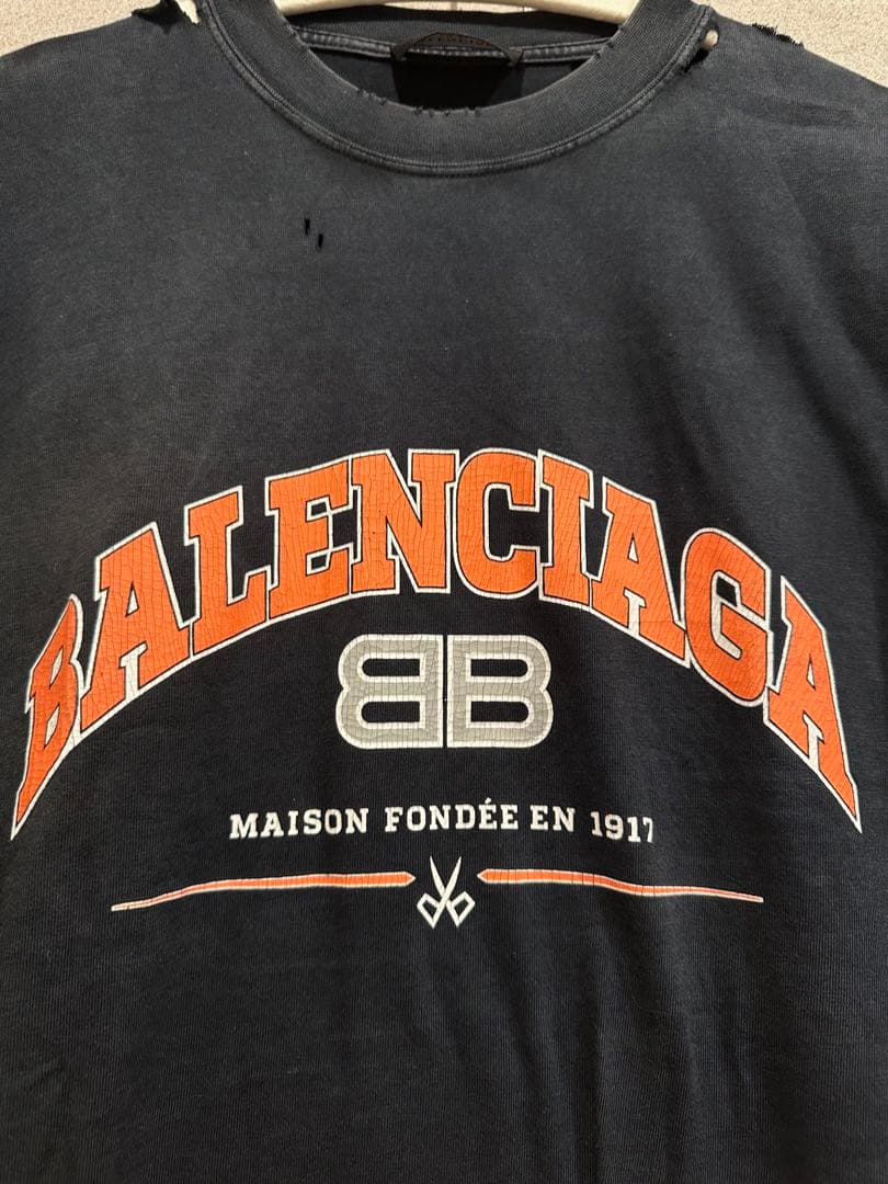 BALENCIAGA ブラック Tシャツ ダメージ加工