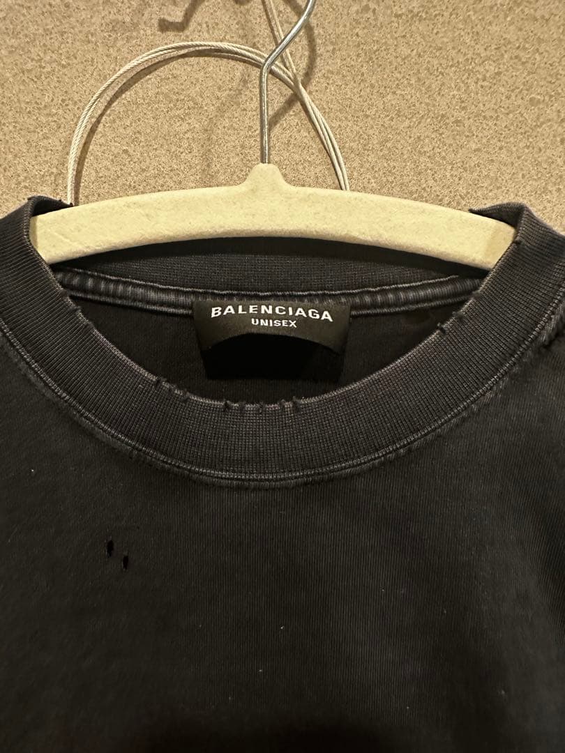 BALENCIAGA ブラック Tシャツ ダメージ加工