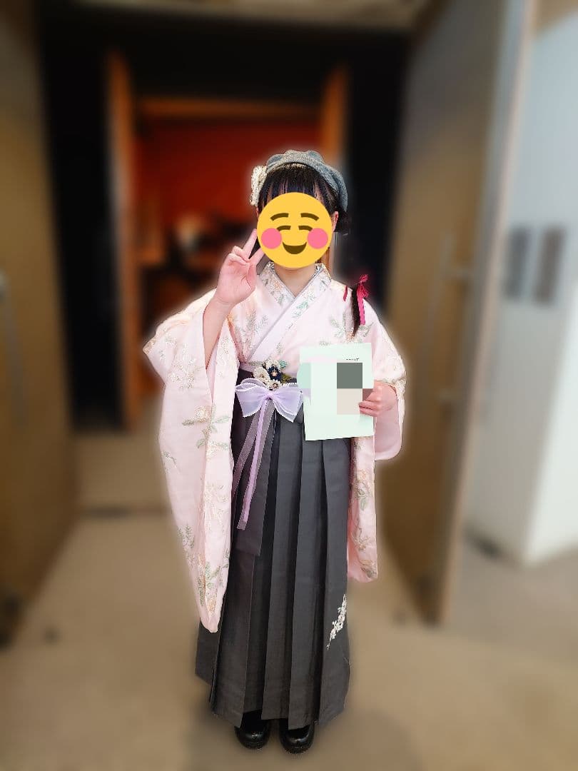 【美品】花柄刺繍チュールレース袴セット(サイズ150cm)別売の肌襦袢付けます。