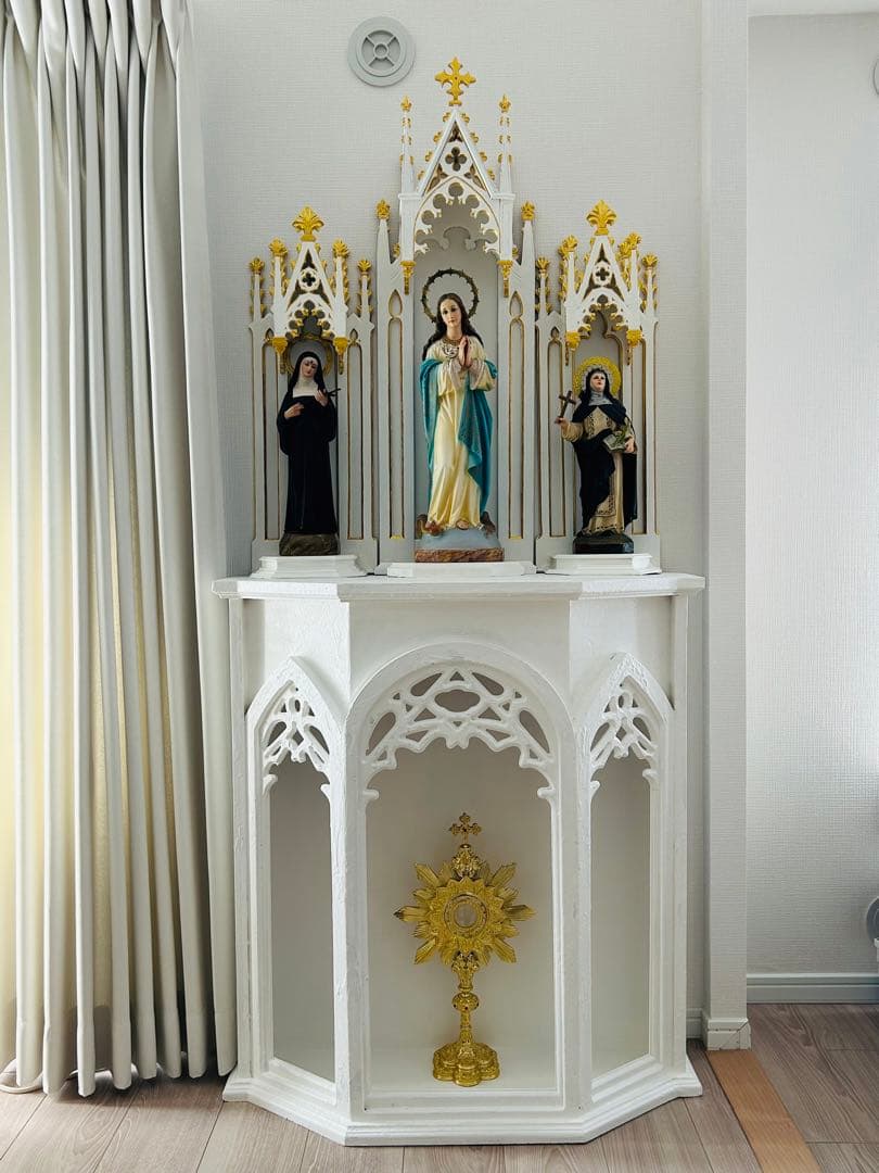 【超超希少美48cm】✞ 聖母マリアの連祷像　宗教彫刻