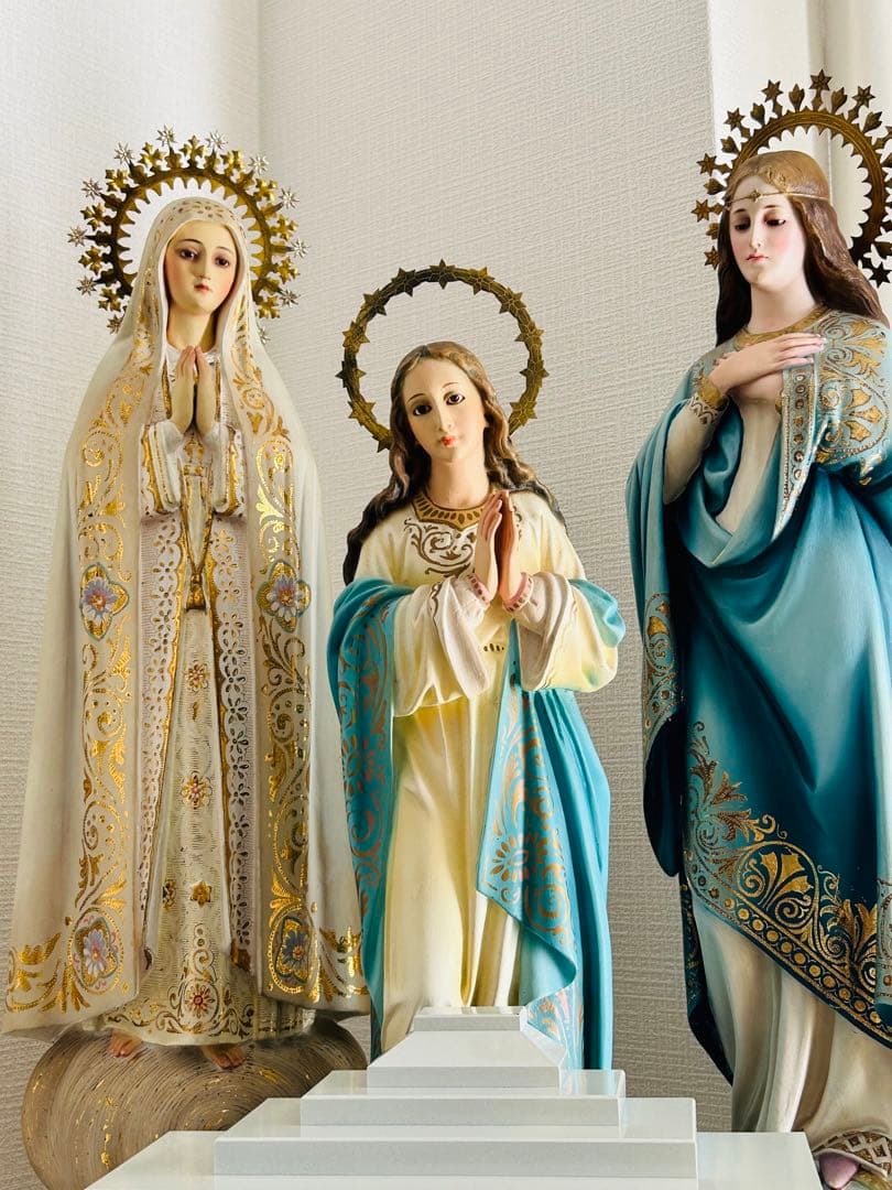 【超超希少美48cm】✞ 聖母マリアの連祷像　宗教彫刻