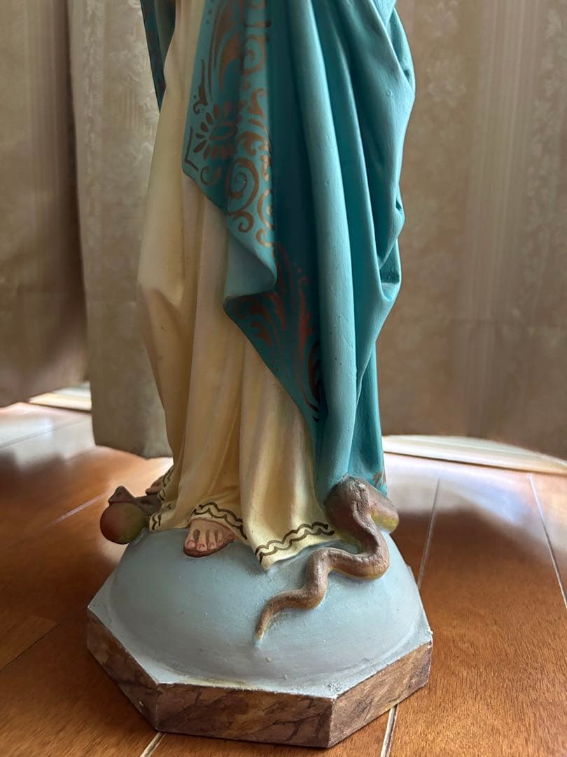 【超超希少美48cm】✞ 聖母マリアの連祷像　宗教彫刻