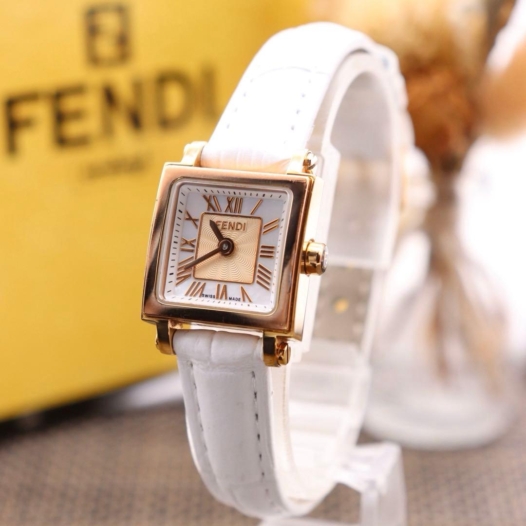 付属品付き【新品電池】FENDI 60500L/動作品 人気モデル クアドロ