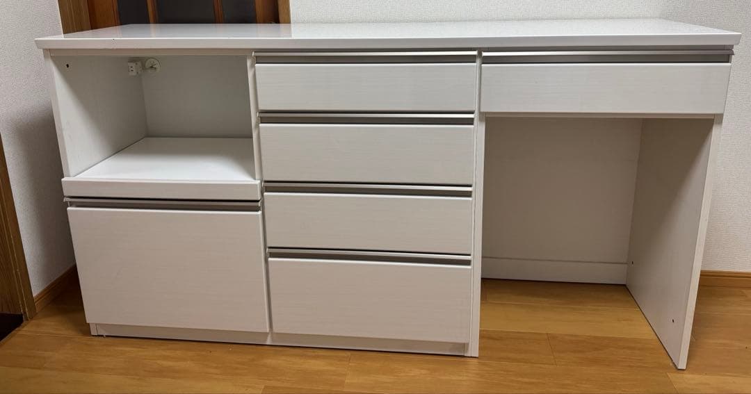 (幅)180cm キッチンボード/チェスト/食器棚/ホワイト