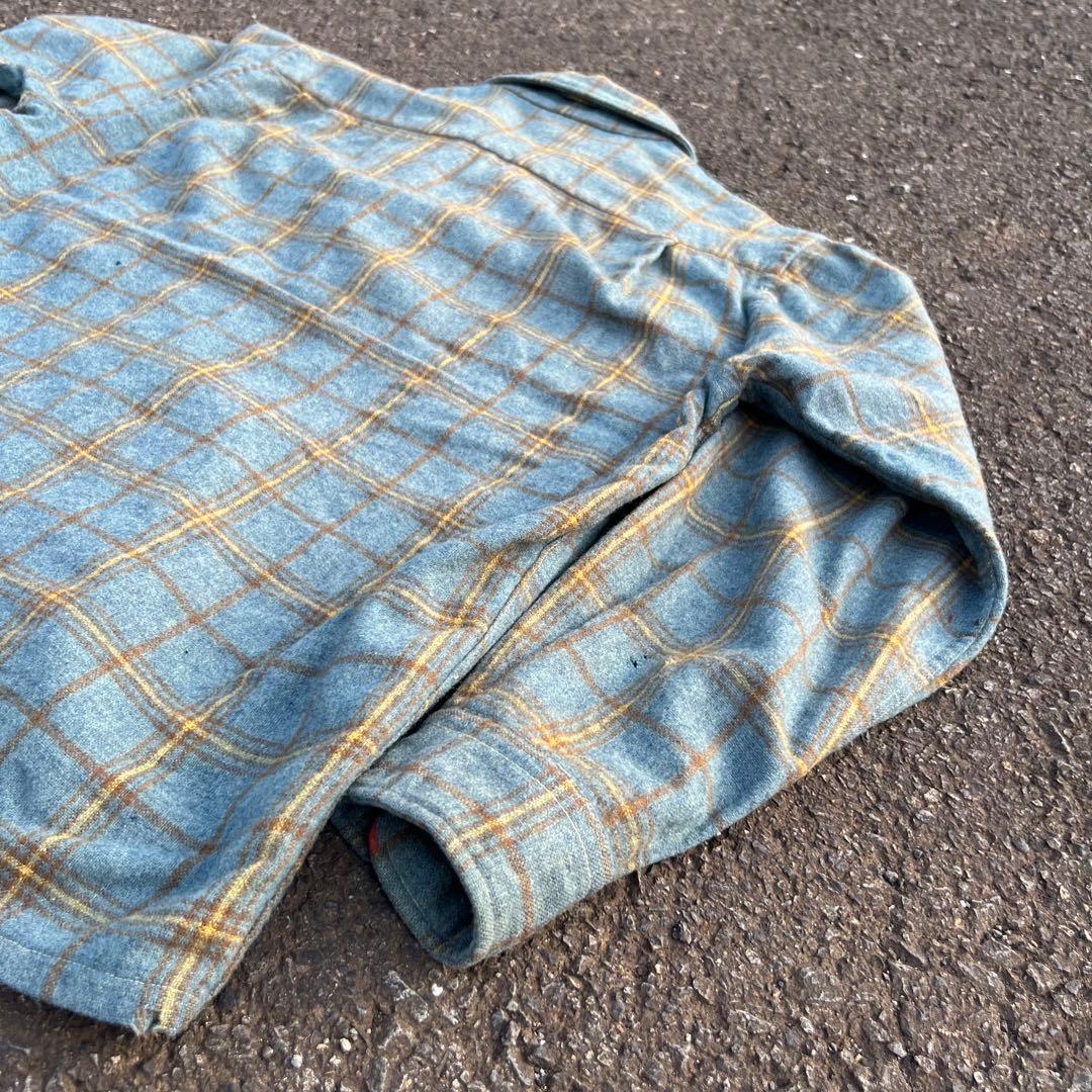 【60s】フープカラー ボックスウールチェックシャツ