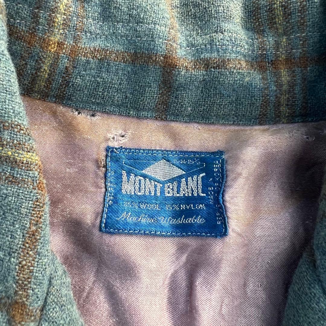 【60s】フープカラー ボックスウールチェックシャツ