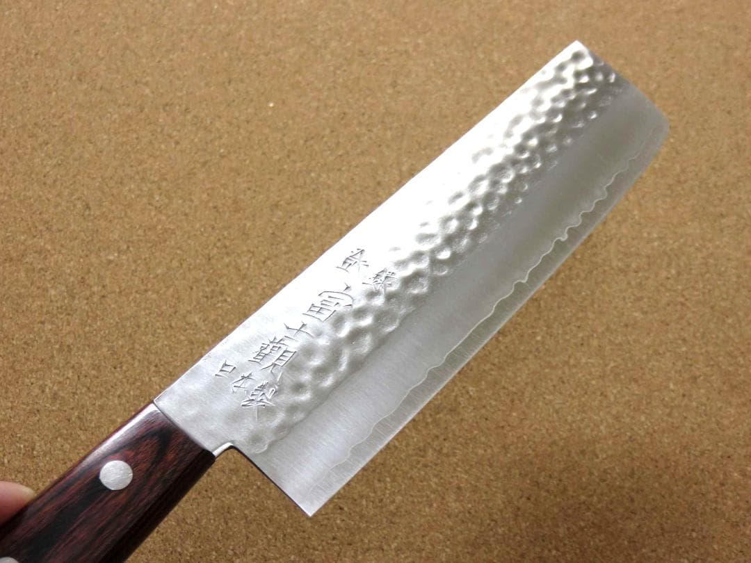 関の刃物 菜切り 薄刃包丁 165mm 鎚目鍛造 本割込 3層鋼 野菜切り 両刃