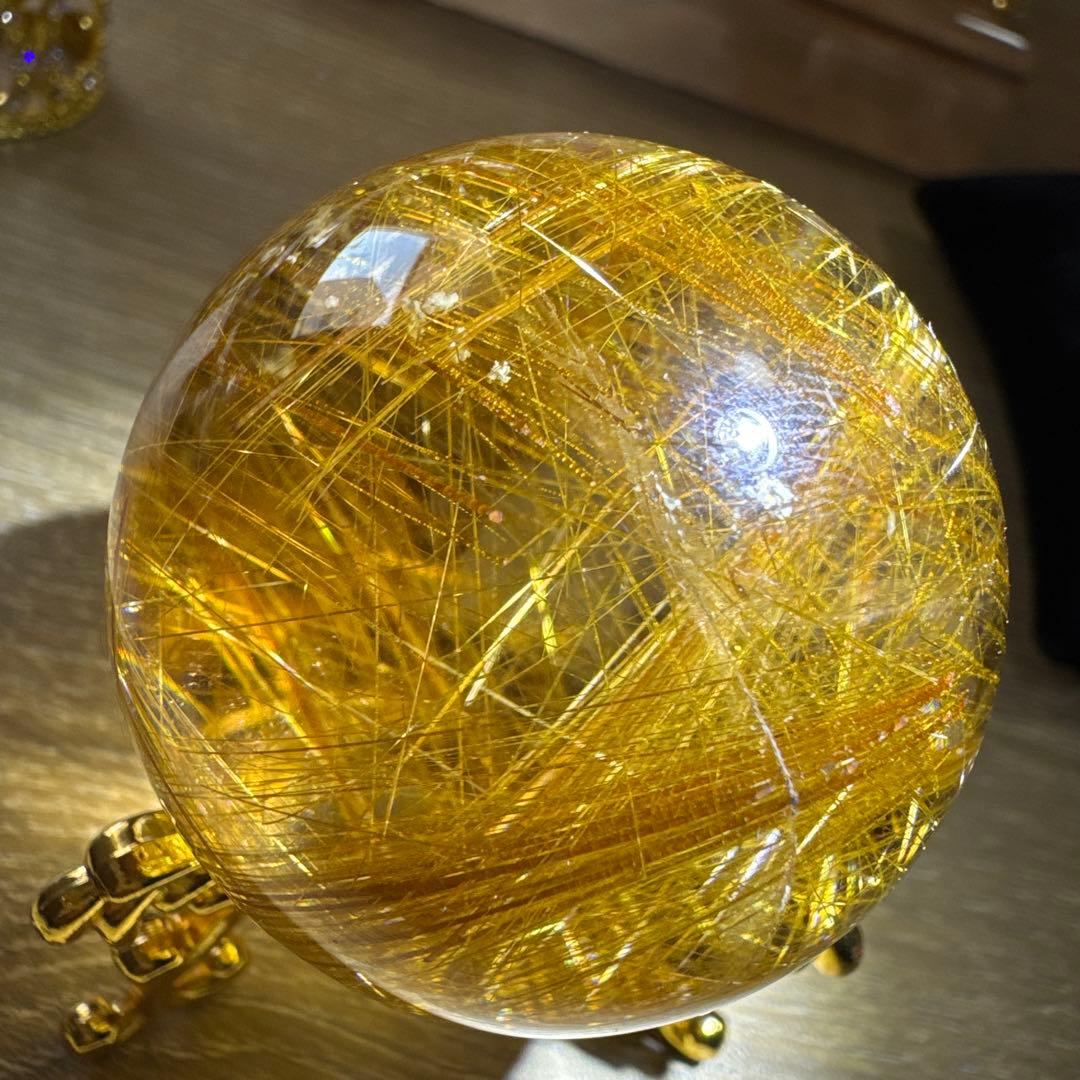 【極上品】ゴールドルチルスフィア 丸玉　ガーデン共生　約4.7cm