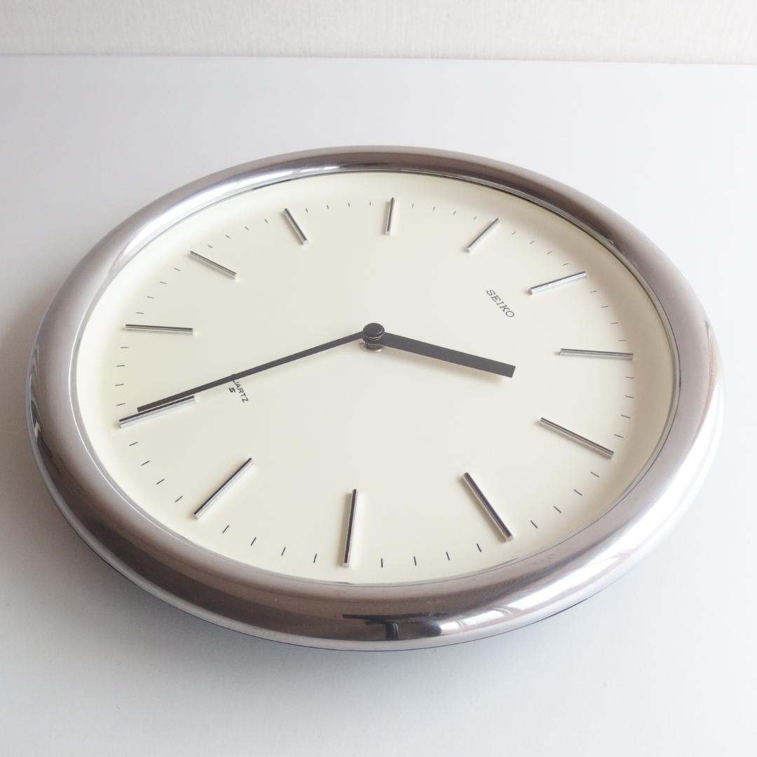 SEIKO シルバーの掛け時計 80s