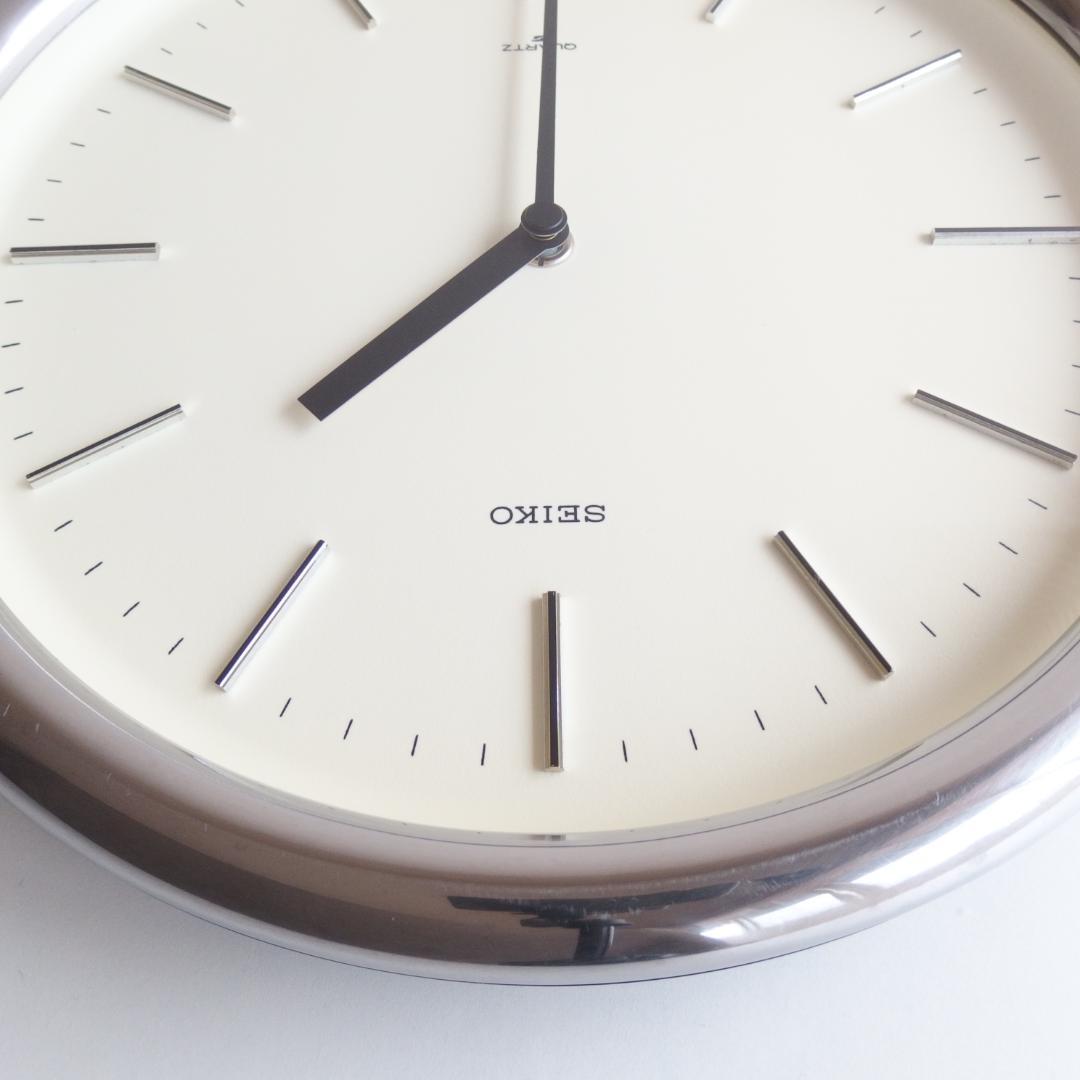 SEIKO シルバーの掛け時計 80s