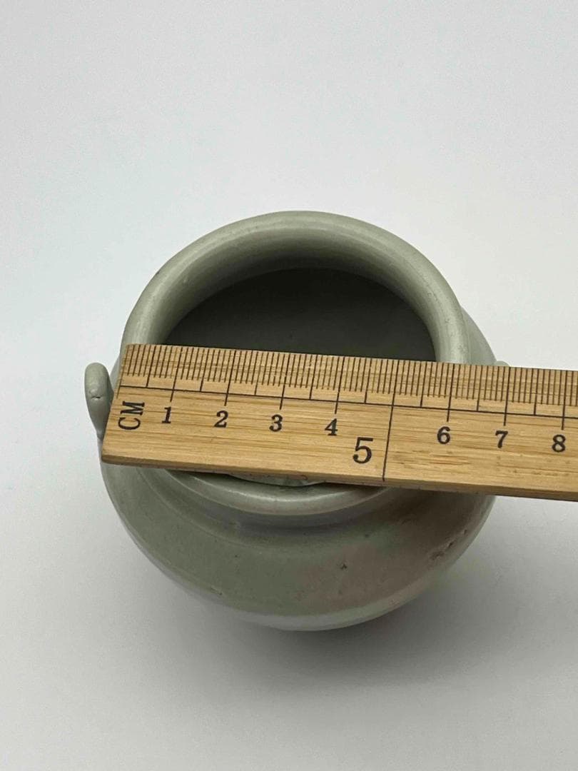 西晋時代 越州窯双糸小壺　茶入　茶道具　唐物　古物　時代物(F-101)