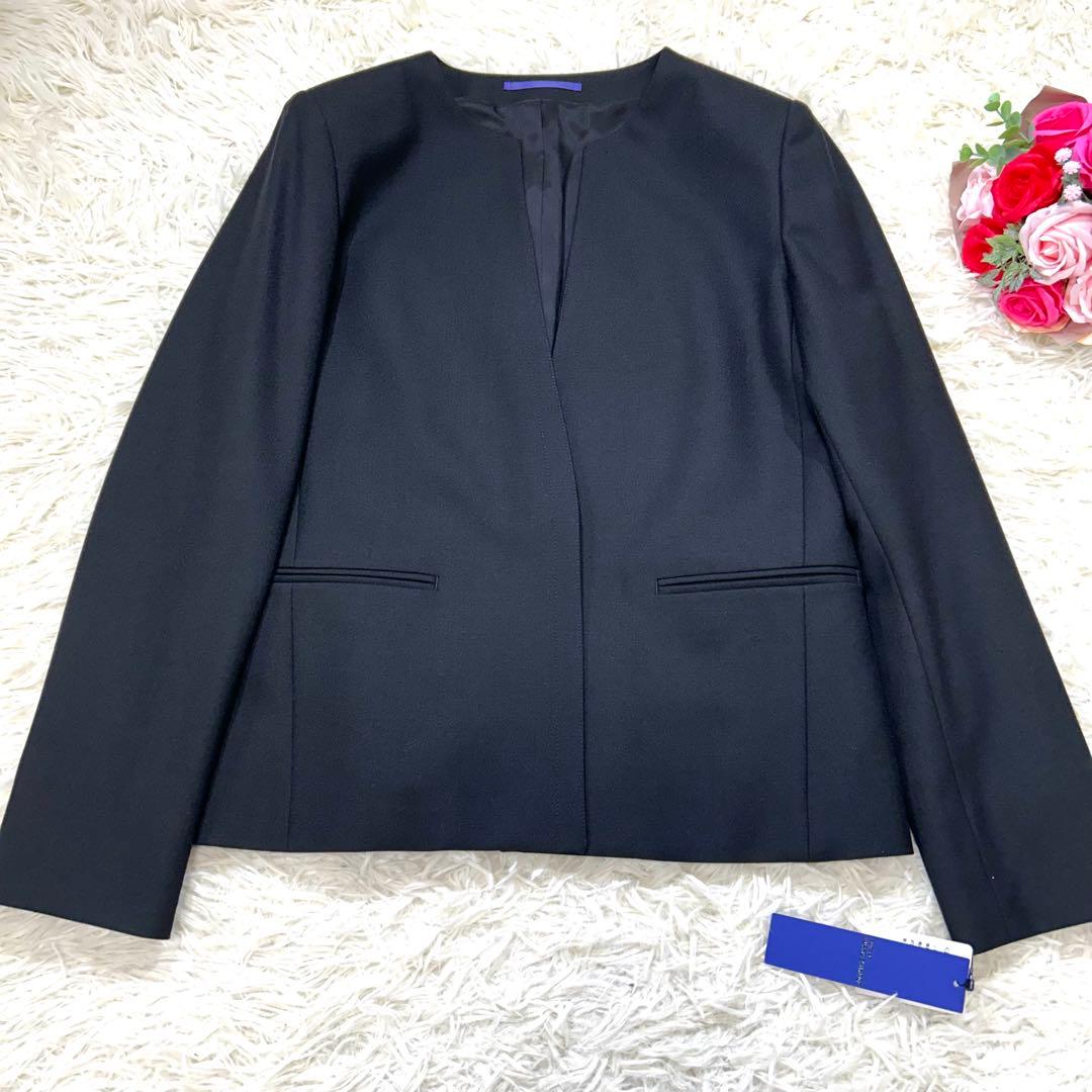 AOKI【未使用タグ付☆】島田順子　スーツセットアップ　パンツ　ノーカラー　S黒