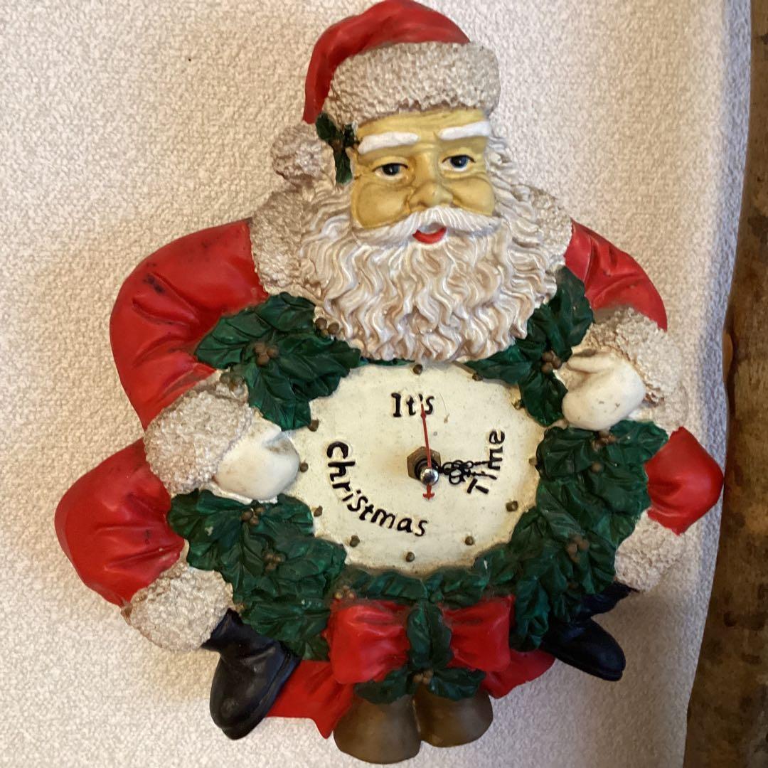 ヴィンテージ　サンタクロース 壁掛け時計 It's Christmas Time