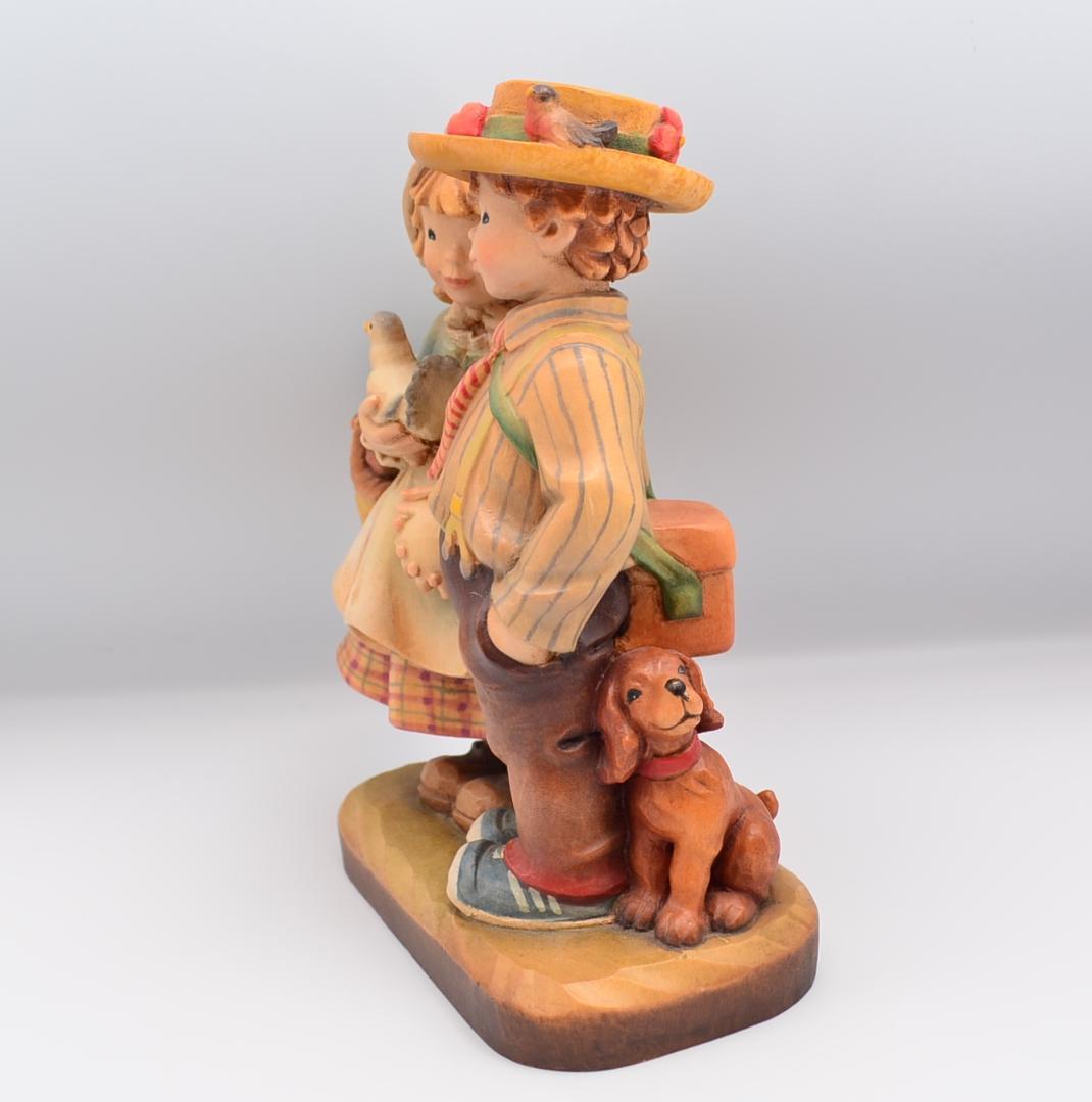 手をつなぐ二人　アンリ　ANRI　限定品　木彫り人形　イタリア　高さ20ｃｍ