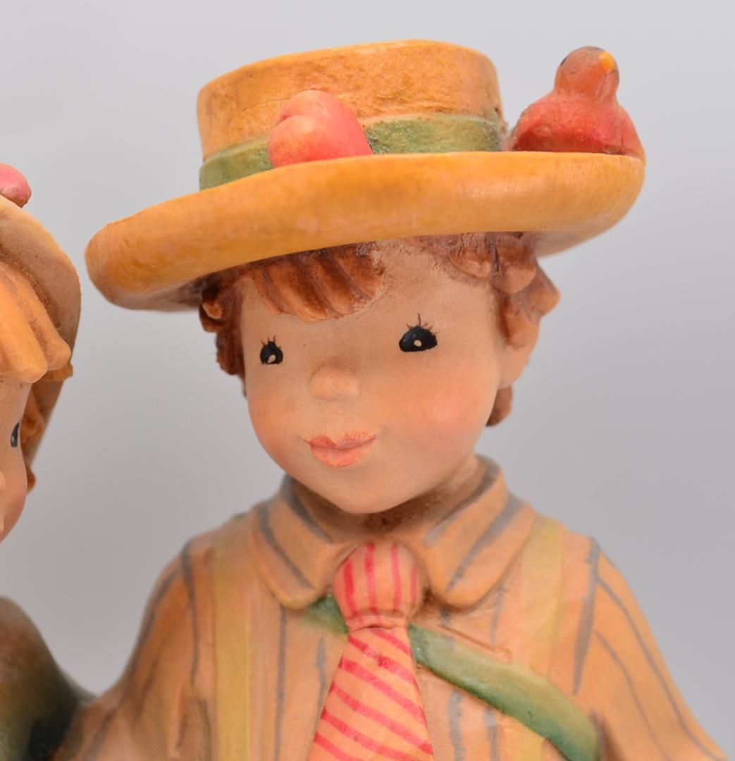 手をつなぐ二人　アンリ　ANRI　限定品　木彫り人形　イタリア　高さ20ｃｍ